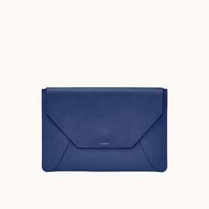 Senreve Blue Leather Laptop Sleeve